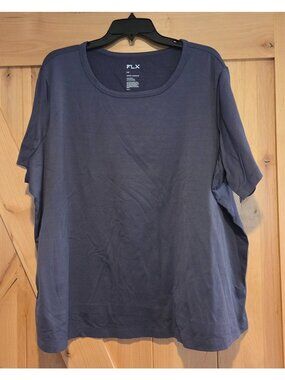 FLX Women's 4XL Short Sleeve Active Outdoor Top Ribbed  Purple
